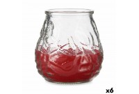 Bougie Géranium Rouge Transparent verre Paraffine 6 Unités (9 x 9,5 x 9 cm)