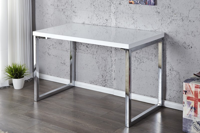 Bureau design 120x60 cm en bois teinté blanc