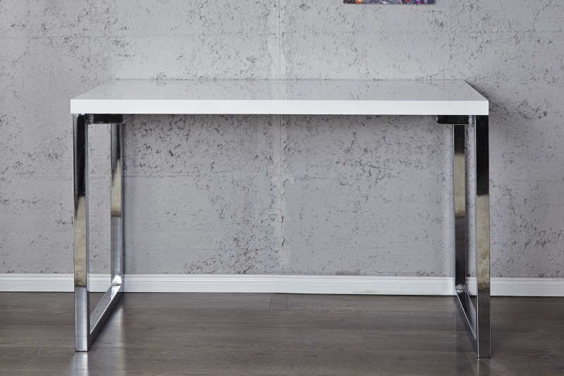Bureau design 120x60 cm en bois teinté blanc