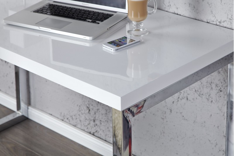 Bureau design 120x60 cm en bois teinté blanc
