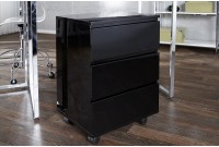 Caisson de bureau moderne à 3 tiroirs avec roulettes coloris noir