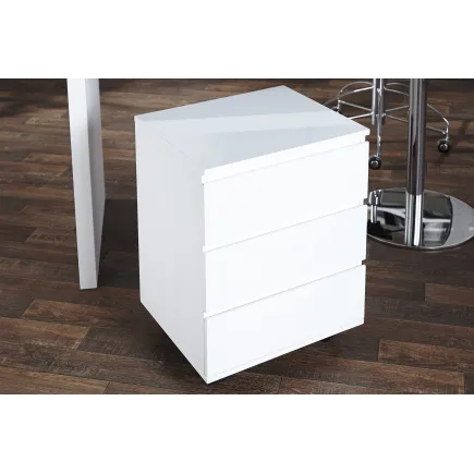 Caisson moderne à haute brillance laqué en blanc à 3 tiroirs 2