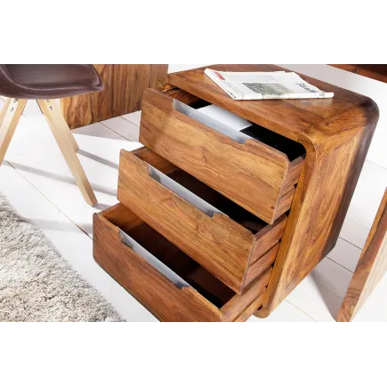 Caisson de bureau design en bois palissandre massif coloris naturel avec 3 tiroirs 2