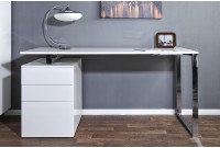 Bureau design avec 3 tiroirs teinté blanc laqué