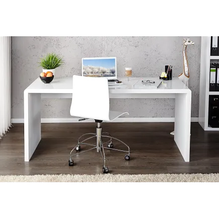 Bureau design 120x75 cm en bois teinté blanc laqué