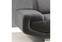 Canapé d'angle droit 4 places avec têtières en tissu gris