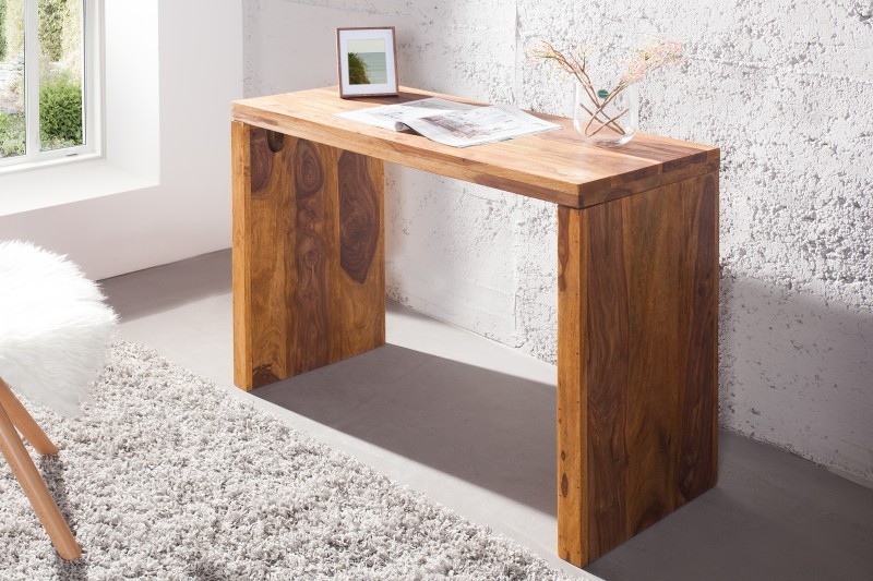 Bureau de 100 cm contemporain en bois massif coloris miel naturel