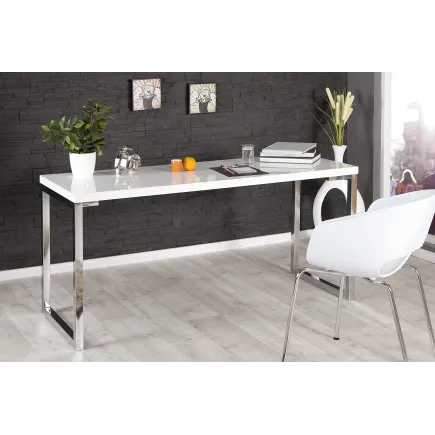 Bureau de design 160x75 cm en bois coloris blanc laqué