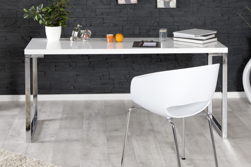 Bureau de design 160x75 cm en bois coloris blanc laqué