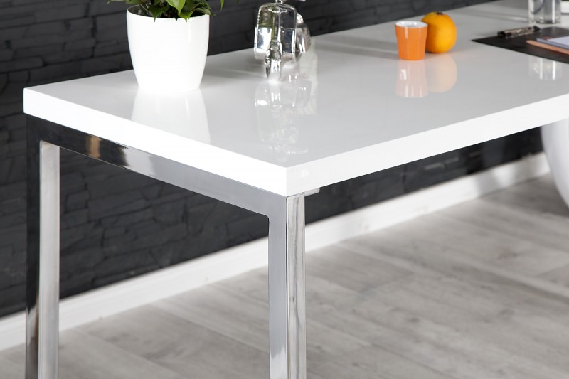 Bureau de design 160x75 cm en bois coloris blanc laqué