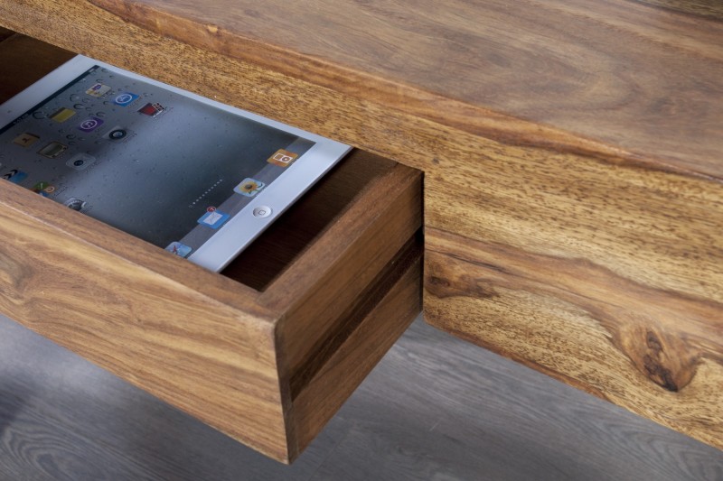 Bureau de 100 cm design en bois massif coloris naturel avec tiroir Bureau de 100 cm design en bois massif coloris naturel avec tiroir