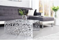 Table basse 75 cm en aluminium coloris argenté