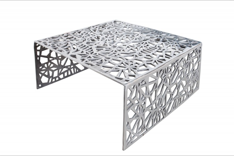 Table basse 75 cm en aluminium coloris argenté