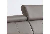 Canapé d'angle droit avec têtières en simili cuir beige