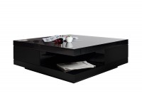 Table basse moderne avec 2 tiroirs coloris noir brillant