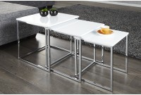 Ensemble de 3 tables basses modernes coloris blanc brillant