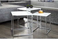 Ensemble de 3 tables basses modernes coloris blanc brillant