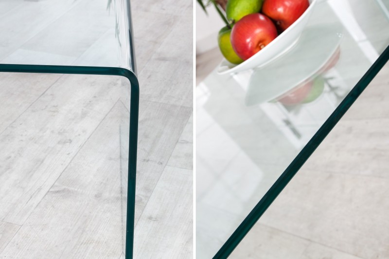 Table basse 110 cm design en verre trempé coloris transparent