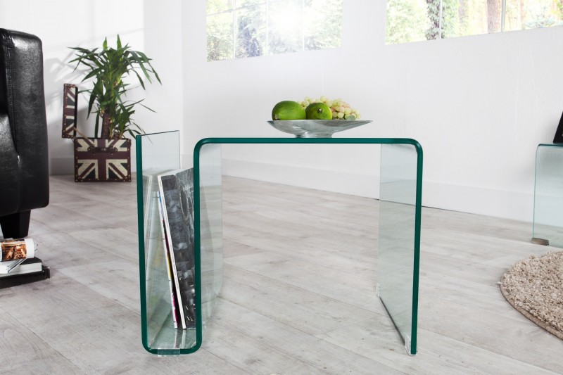 Table basse 50 cm design en verre trempé coloris transparent