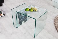 Table basse 50 cm design en verre trempé coloris transparent