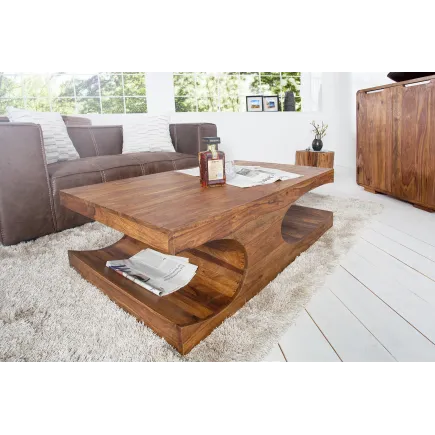 Table basse rectangulaire en bois sheesham  massif 120 cm