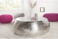 Table basse 80 cm ronde en aluminium coloris argent
