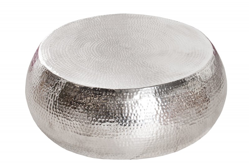 Table basse 80 cm ronde en aluminium coloris argent