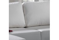 Canapé d'angle avec méridienne gauche  en simili cuir blanc