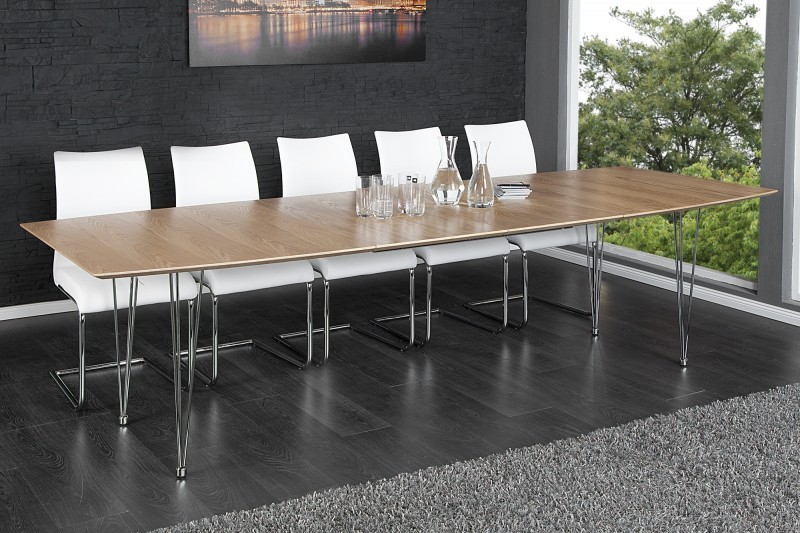 Table de salle à manger extensible 170-270 cm avec piètement en métal