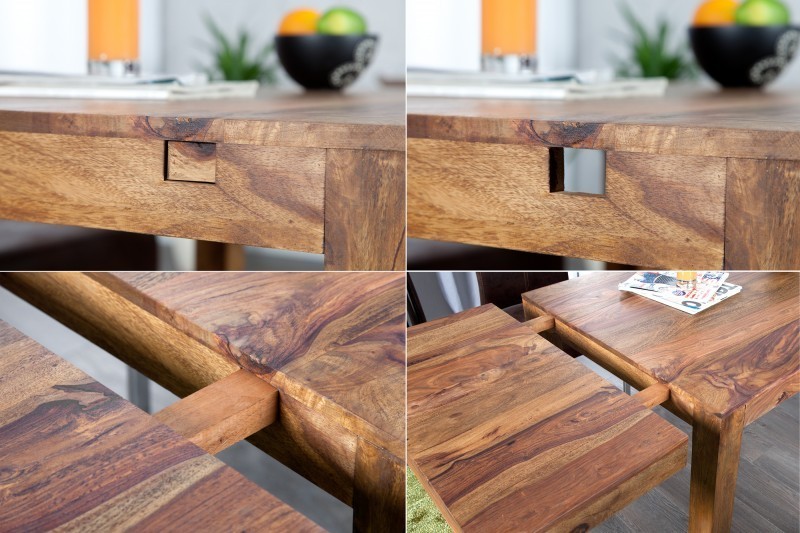 Table à manger extensible 120-200cm  en bois massif de Sheesham