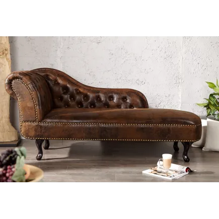 Méridienne design Chesterfield teinté marron antique 2