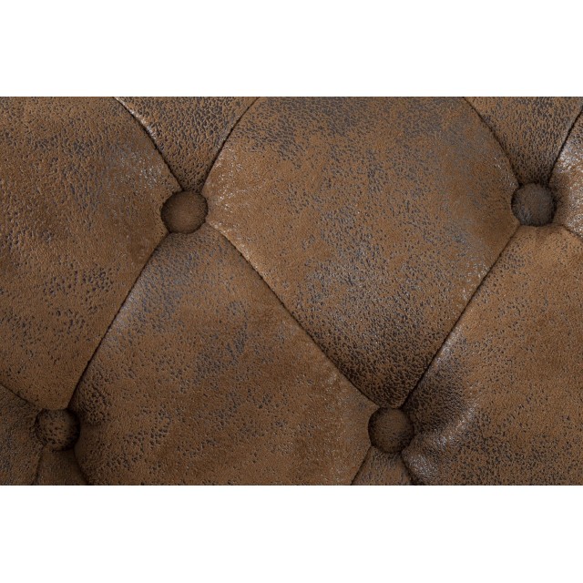 Canapé 2 places design chesterfield capitonné en simili cuir marron