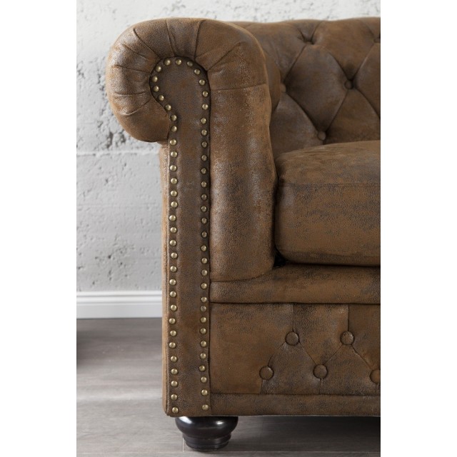 Canapé 3 places design chesterfield coloris marron