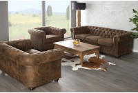 Canapé 3 places design chesterfield coloris marron
