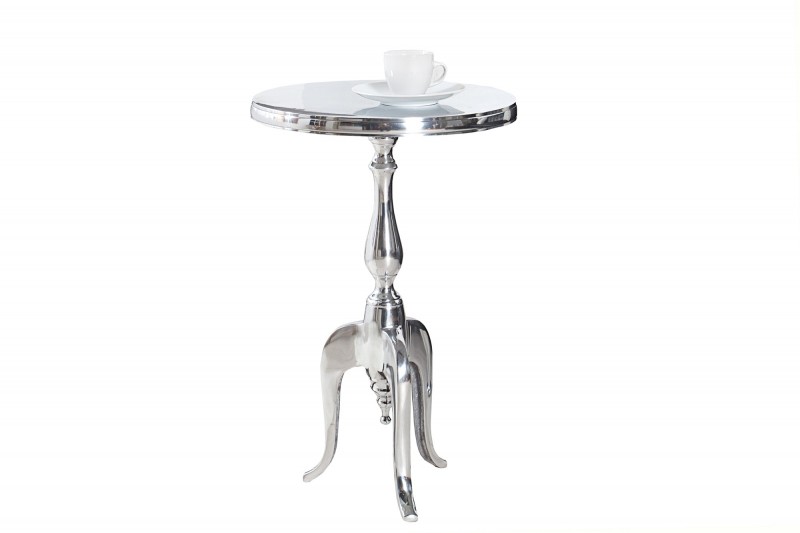 Table d'appoint ronde 55cm en aluminium argenté