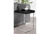 Table d'appoint noire design plastique / métal chromé