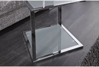 Table d'appoint gigogne design en verre et métal