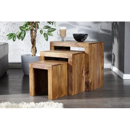 Table d'appoint gigogne en bois massif