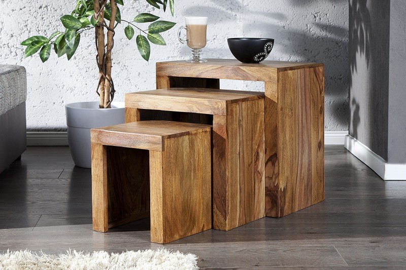 Table d'appoint gigogne en bois massif