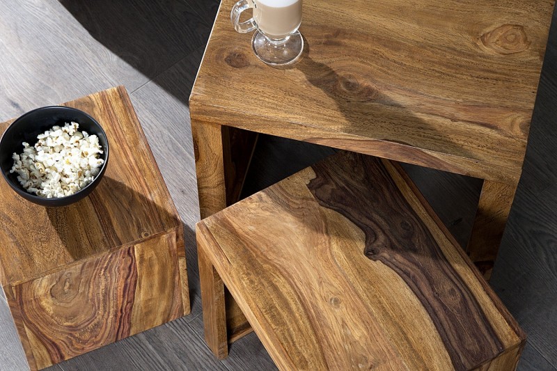 Table d'appoint gigogne en bois massif