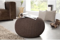 Pouf design BOULE de 50 cm coloris marron en coton tricoté