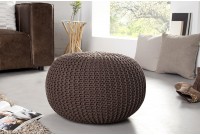 Pouf design BOULE de 50 cm coloris marron en coton tricoté