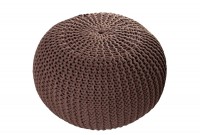 Pouf design BOULE de 50 cm coloris marron en coton tricoté