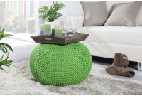 Pouf design BOULE de 50 cm coloris vert en coton tricoté