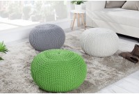 Pouf design BOULE de 50 cm coloris vert en coton tricoté