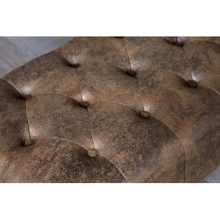 Pouf CHESTERFIELD marron antique en microfibre / bois massif 2