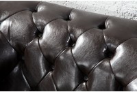Fauteuil design chesterfield en simili cuir café noir