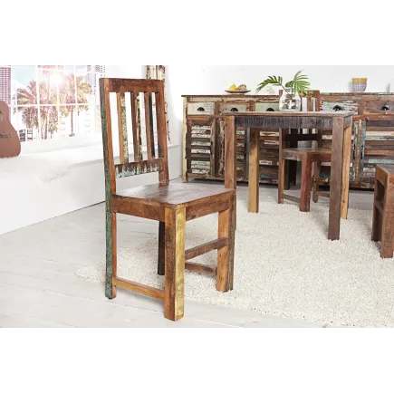 Lot de 2 chaises design en bois massif recyclé