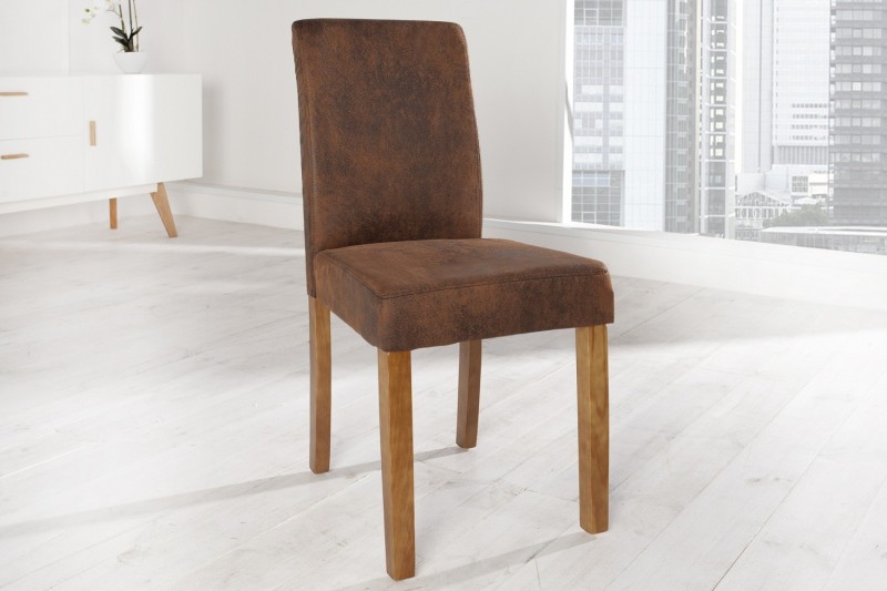 Chaise Gênes café clair Look Vintage piètement en bois
