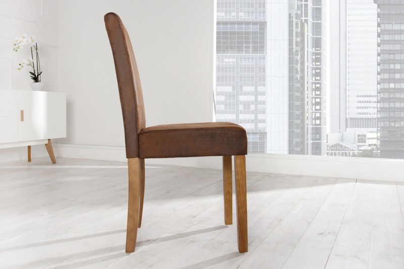 Chaise Gênes café clair Look Vintage piètement en bois
